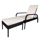 This is a product image of Ferraria Sunbed White Cushion + Coffee Table. It can be used as an Outdoor Furniture