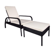 This is a product image of Ferraria Sunbed White Cushion + Coffee Table. It can be used as an Outdoor Furniture