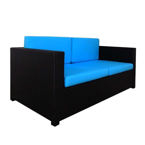 This is a product image of Fiesta Sofa Set II Blue Cushions. It can be used as an Outdoor Furniture.