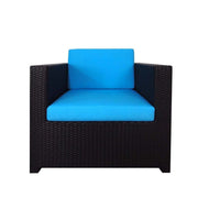 This is a product image of Fiesta Sofa Set II Blue Cushions. It can be used as an Outdoor Furniture.