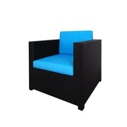 This is a product image of Fiesta Sofa Set II Blue Cushions. It can be used as an Outdoor Furniture.