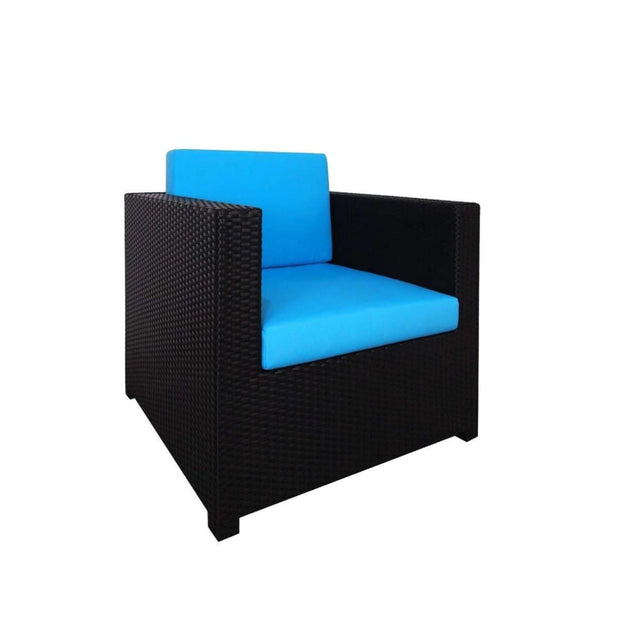 This is a product image of Fiesta Sofa Set II Blue Cushions. It can be used as an Outdoor Furniture.