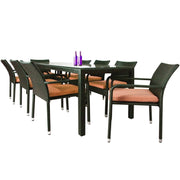 This is a product image of Geneva 8 Chair Dining Set Orange Cushion. It can be used as an Outdoor Furniture.