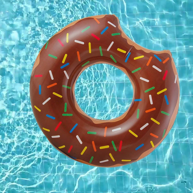 This is a product image of Gigantic Chocolate Donut Inflatable Pool Float. It can be used as an Home Accessories.