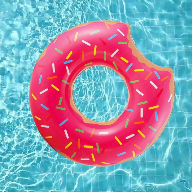 This is a product image of Gigantic Strawberry Pink Donut Inflatable Pool Float. It can be used as an Home Accessories.