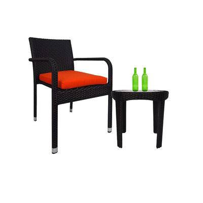 This is a product image of Jardin 1 Chair + 1 Coffee Table Orange Cushion. It can be used as an Outdoor Furniture.