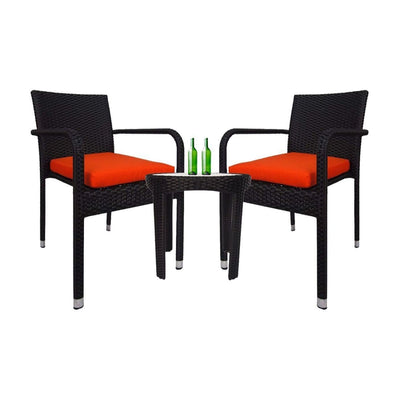 This is a product image of Jardin 2 chair Patio Set Orange Cushion. It can be used as an Outdoor Furniture.
