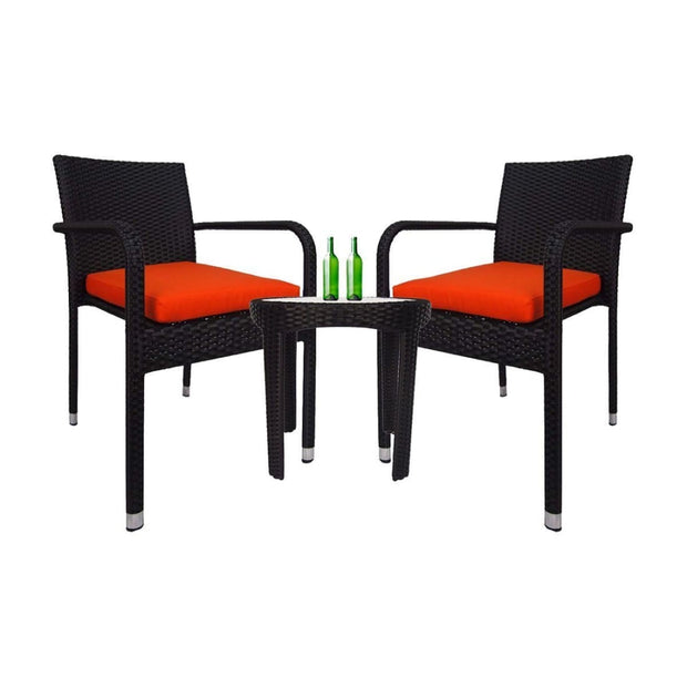 This is a product image of Jardin 2 chair Patio Set Orange Cushion. It can be used as an Outdoor Furniture.