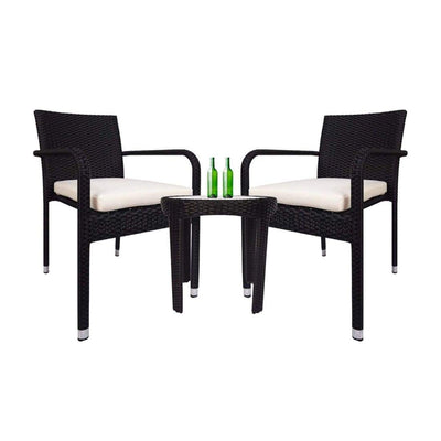 This is a product image of Jardin 2 chair Patio Set White Cushion. It can be used as an Outdoor Furniture.