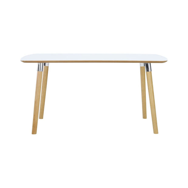 This is a product image of Jazz 4-6 Seat Dining Table in White Lacquered Top. It can be used as an.