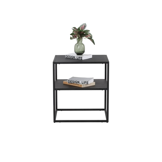 This is a product image of Katheryne Side Table in Matt Black Epoxy. It can be used as an.