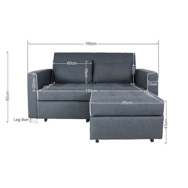 This is a product image of Lottie Sofa Bed Grey. It can be used as an.