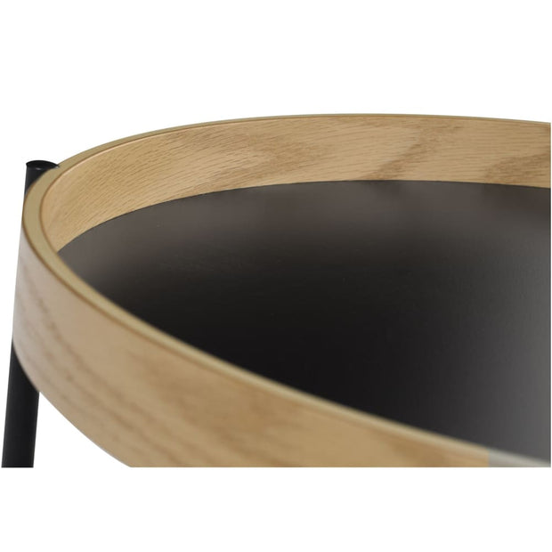This is a product image of Mendel Round Coffee Table with Black Colour Top. It can be used as an.
