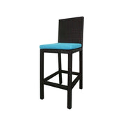 This is a product image of Midas 2 Chair Bar Set Blue Cushion (OPEN BOX). It can be used as an Outdoor Furniture.