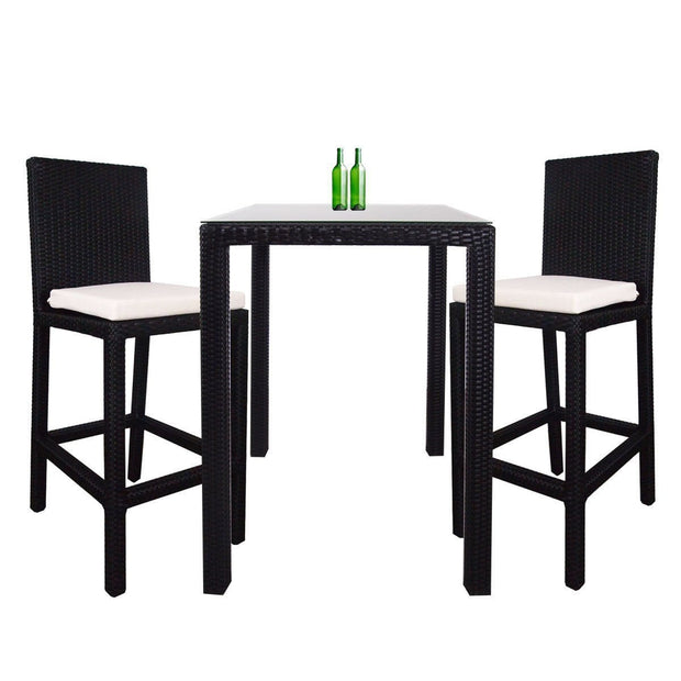 This is a product image of Midas 2 Chair Bar Set White Cushion. It can be used as an Outdoor Furniture.