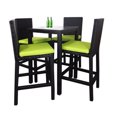 This is a product image of Midas 4 Chair Bar Set Green Cushion. It can be used as an Outdoor Furniture.