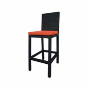 This is a product image of Midas Long 4 Chair Bar Set Orange Cushion. It can be used as an Outdoor Furniture.