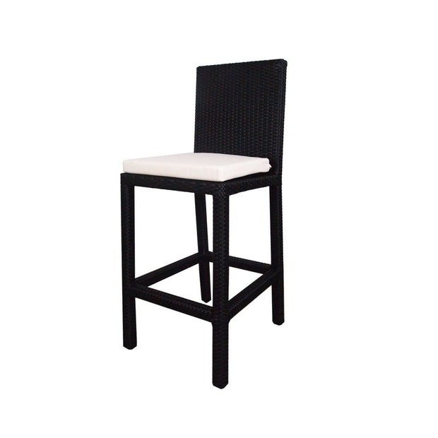 This is a product image of Midas Long 4 Chair Bar Set,White Cushions. It can be used as an Outdoor Furniture.