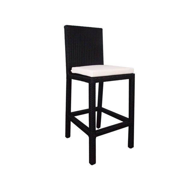 This is a product image of Midas Long 4 Chair Bar Set,White Cushions. It can be used as an Outdoor Furniture.