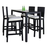 This is a product image of Midas Long 4 Chair Bar Set,White Cushions. It can be used as an Outdoor Furniture.
