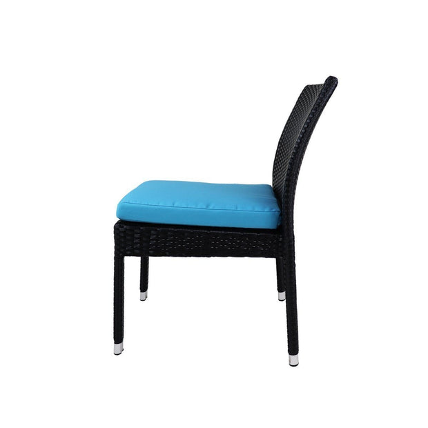 This is a product image of Monde 2 Chair Dining Set Blue Cushion. It can be used as an Outdoor Furniture.