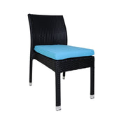 This is a product image of Monde 2 Chair Dining Set Blue Cushion. It can be used as an Outdoor Furniture.