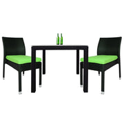 This is a product image of Monde 2 Chair Dining Set Green Cushion. It can be used as an Outdoor Furniture.