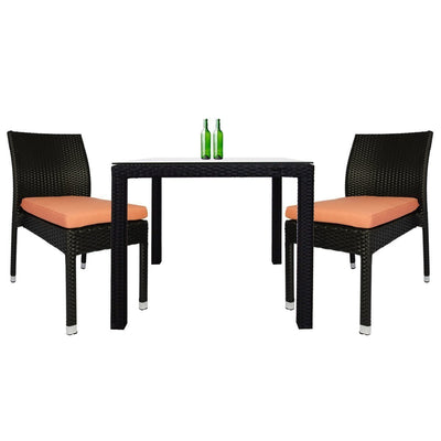 This is a product image of Monde 2 Chair Dining Set Orange Cushion. It can be used as an Outdoor Furniture.