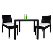 This is a product image of Monde 2 Chair Dining Set White Cushion. It can be used as an Outdoor Furniture.