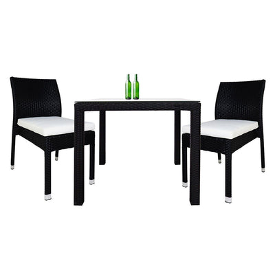 This is a product image of Monde 2 Chair Dining Set White Cushion. It can be used as an Outdoor Furniture.