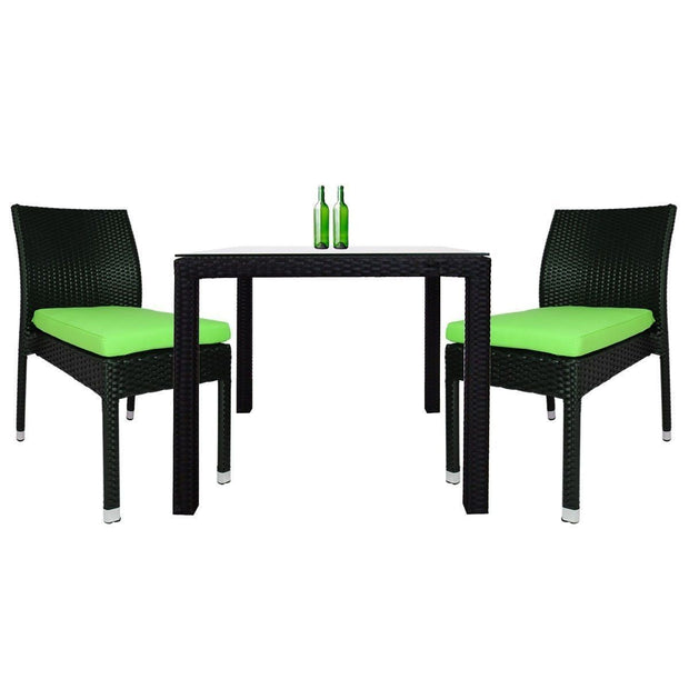 This is a product image of Monde 2 Chair Dining Set White Cushion. It can be used as an Outdoor Furniture.