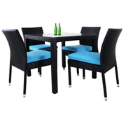This is a product image of Monde 4 Chair Dining Set Blue Cushion. It can be used as an Outdoor Furniture.