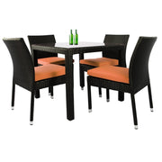 This is a product image of Monde 4 Chair Dining Set Orange Cushion. It can be used as an Outdoor Furniture.