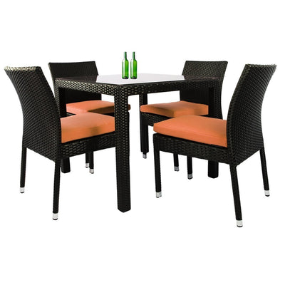 This is a product image of Monde 4 Chair Dining Set Orange Cushion. It can be used as an Outdoor Furniture.