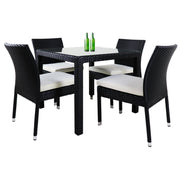 This is a product image of Monde 4 Chair Dining Set White Cushion. It can be used as an Outdoor Furniture.