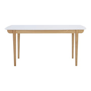 This is a product image of Nakula 4-6 Seat Dining Table in White Lacquered Top. It can be used as an.