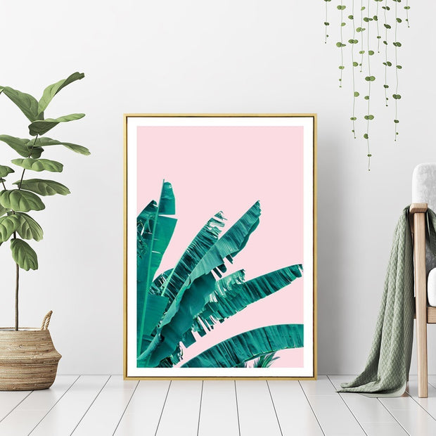 This is a product image of Nordic Banana Leaves - Wall Art Print with Frame. It can be used as an Home Accessories.
