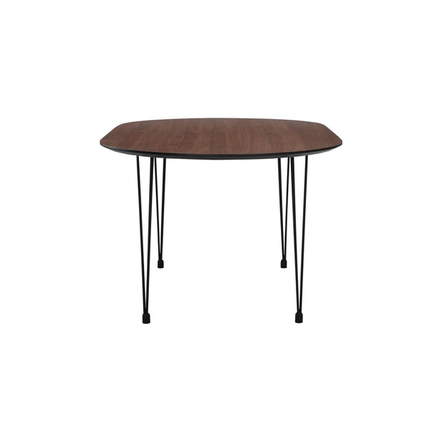 This is a product image of Omeo 4-6 Seat Dining Table in Walnut Veneer Top. It can be used as an.