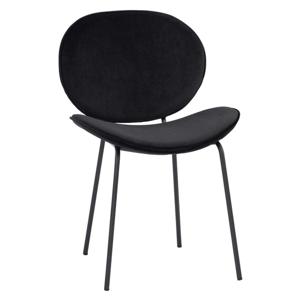 This is a product image of Ormer Dining Chair Black Colour in Veloutine Fabric Set of 2. It can be used as an.