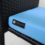 This is a product image of Palm 2 Chair Dining Set Blue Cushion. It can be used as an Outdoor Furniture.