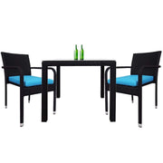 This is a product image of Palm 2 Chair Dining Set Blue Cushion. It can be used as an Outdoor Furniture.