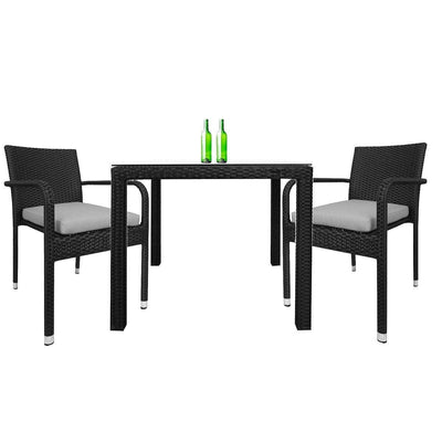 This is a product image of Palm 2 Chair Dining Set Grey Cushion. It can be used as an Outdoor Furniture.
