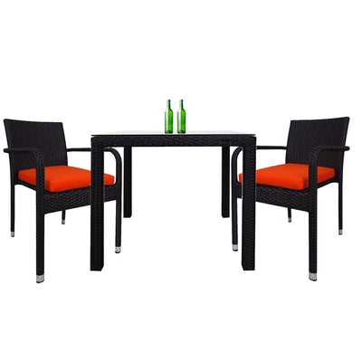 This is a product image of Palm 2 Chair Dining Set Orange Cushion. It can be used as an Outdoor Furniture.
