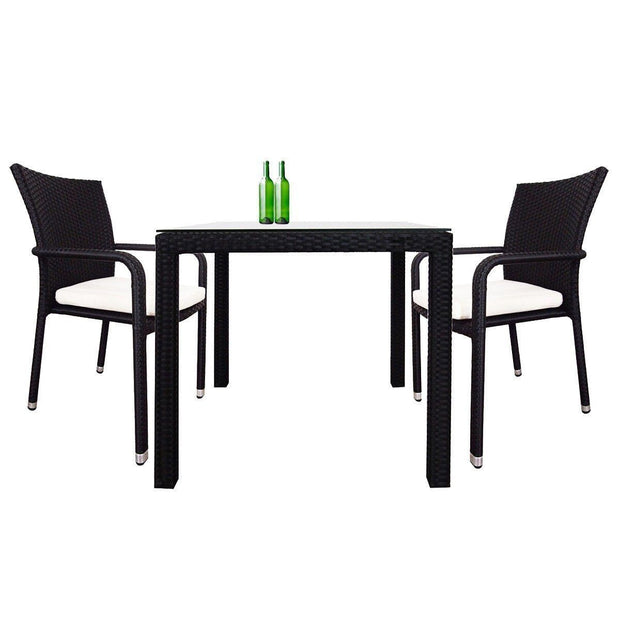 This is a product image of Palm 2 Chair Dining Set White. It can be used as an Outdoor Furniture.