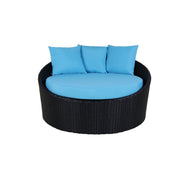 This is a product image of Round Sofa Blue Cushion. It can be used as an Outdoor Furniture.