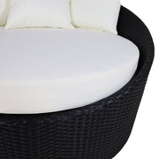 This is a product image of Round Sofa White Cushion. It can be used as an Outdoor Furniture.