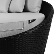 This is a product image of Round Sofa with Coffee Table Grey Cushion. It can be used as an Outdoor Furniture.