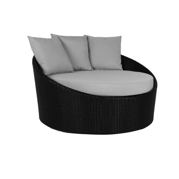 This is a product image of Round Sofa with Coffee Table Grey Cushion. It can be used as an Outdoor Furniture.