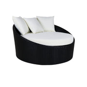 This is a product image of Round Sofa with Coffee Table White Cushion. It can be used as an Outdoor Furniture.