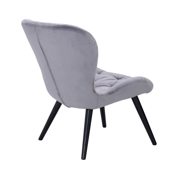 This is a product image of Salomi Lounge Chair Ash Grey Colour Veloutine Fabric. It can be used as an.